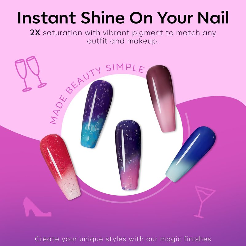 modelones Color Changing Gel Nail Polish Set, 6 Colors 2026 Red Pink Glitter Blue Purple Mood Temperature Change Nail Polish Gel Set Soak Off Nail Art Gel DIY Salon Manicure Gift