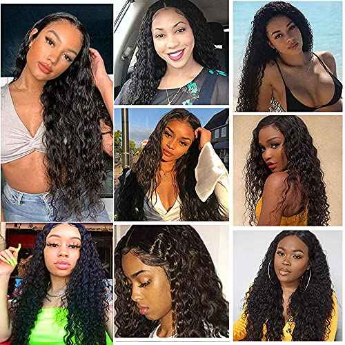 1B Water Wave Bundles Human Hair 26 28 30 Inch Natural Black Water Wave Bundle Human Hair Extensions Unprocessed Virgin Remy Hair 3 Bundle 50 Gram Per Bundle For Women