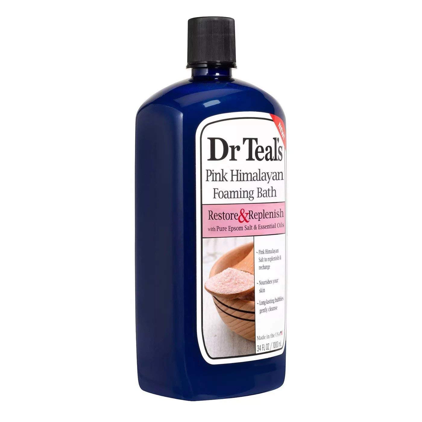 Dr Teal's Pink Himalayan Salt Foam Bath Gift Set (3 Pack, 34oz Ea.) - Essential Bergamot & Sweet Orange Oils Blended with Pure Epsom Salt Soothes The Senses & Provides Relief from Stress