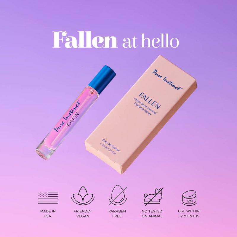 Pure Instinct FALLEN The Original Pheromone Infused Sprayer Perfume Cologne – For Her - Eau de Parfum EDP for Women - 0.31 Fl Oz