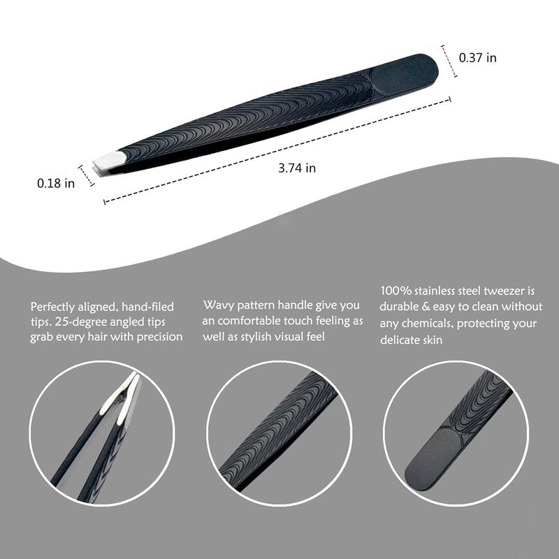 FITDON Eyebrow Grooming Set - Precision Tweezers, Curved Scissors & 3 Brow Razors | Complete Eyebrow Care Kit