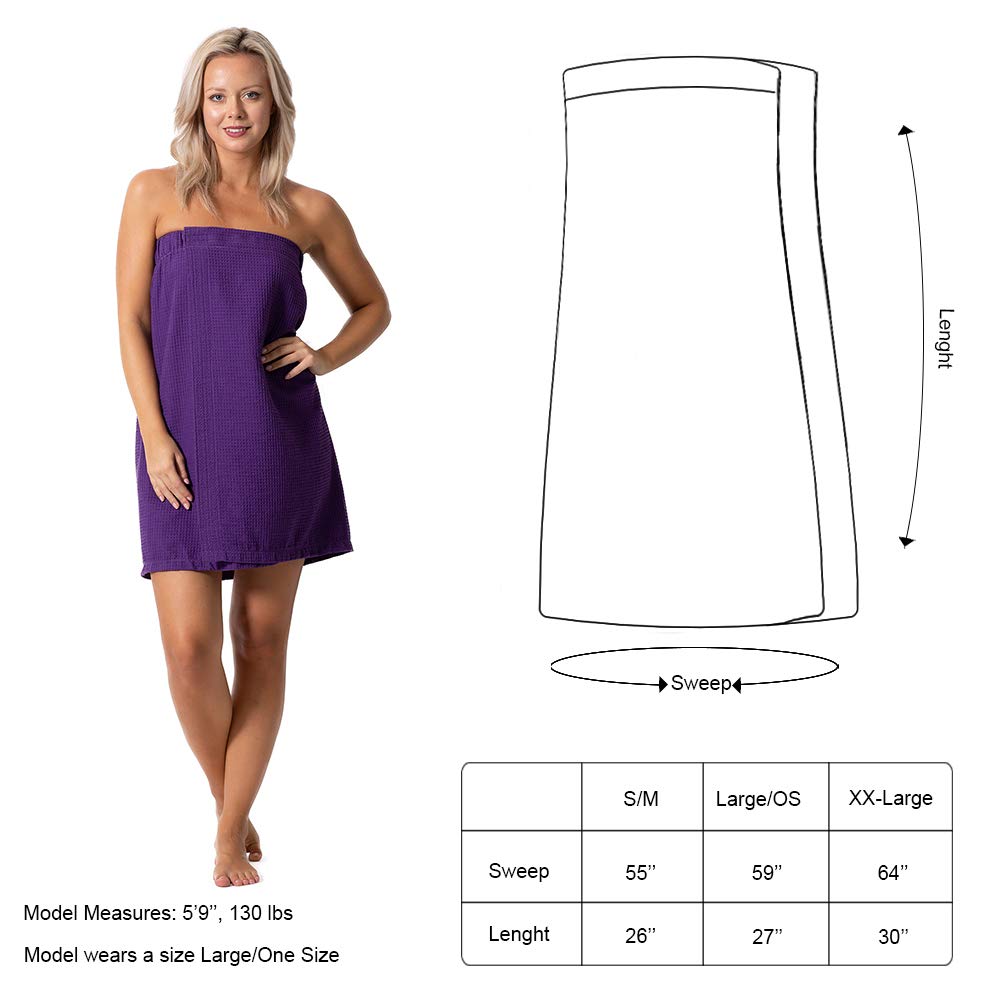 Women's Waffle Spa Body Wrap with Adjustable Closure (One, Purple, Size One Size