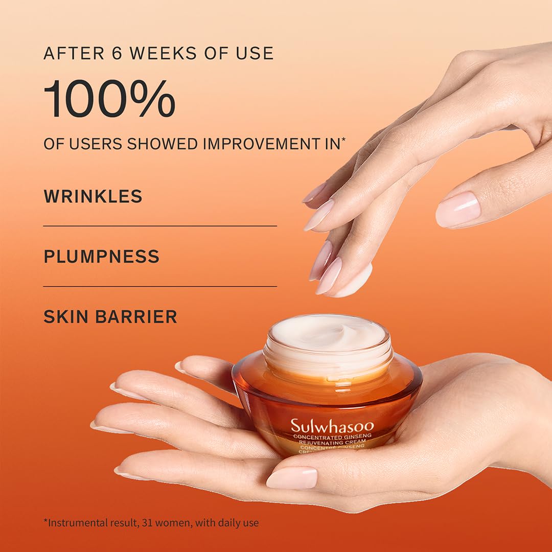 Sulwhasoo Concentrated Ginseng Rejuvenating Cream Set | Korean Ginseng-Powered Skincare 4-piece Anti-Aging Gift Set | Strengthens Skin Barrier | Visibly Improves Wrinkles | Includes Full-size Cream