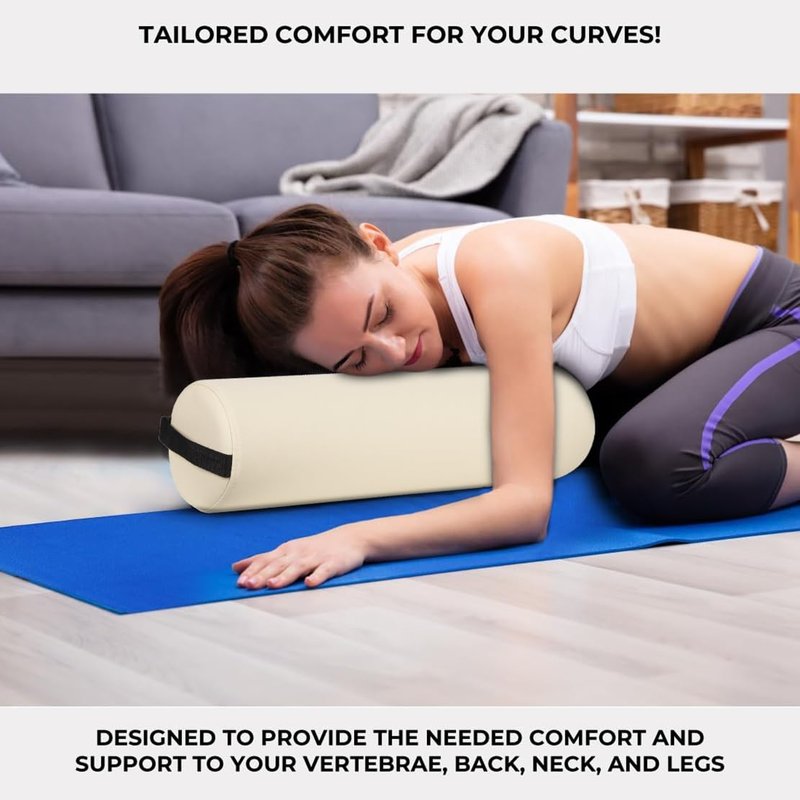 ForPro Full Round Bolster Pillow - Crème Oil and Stain-Resistant Massage and Yoga Support | 6” R x 26” L