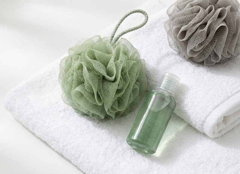 High-Density Mesh Pouf Bath Sponge by [Brand Name] - Eco-Friendly 240-Mesh Shower Scrubber | Large 4.9'' Green