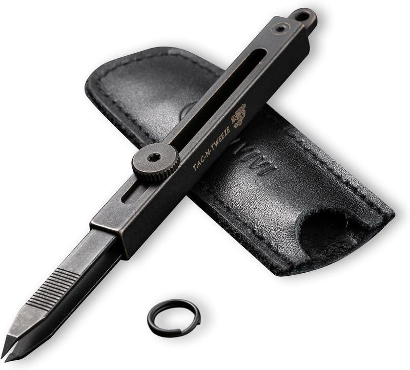 CIVIVI Precision Tweezers - Retractable Keychain Tool for Splinters | EDC Carry with Leather Sheath