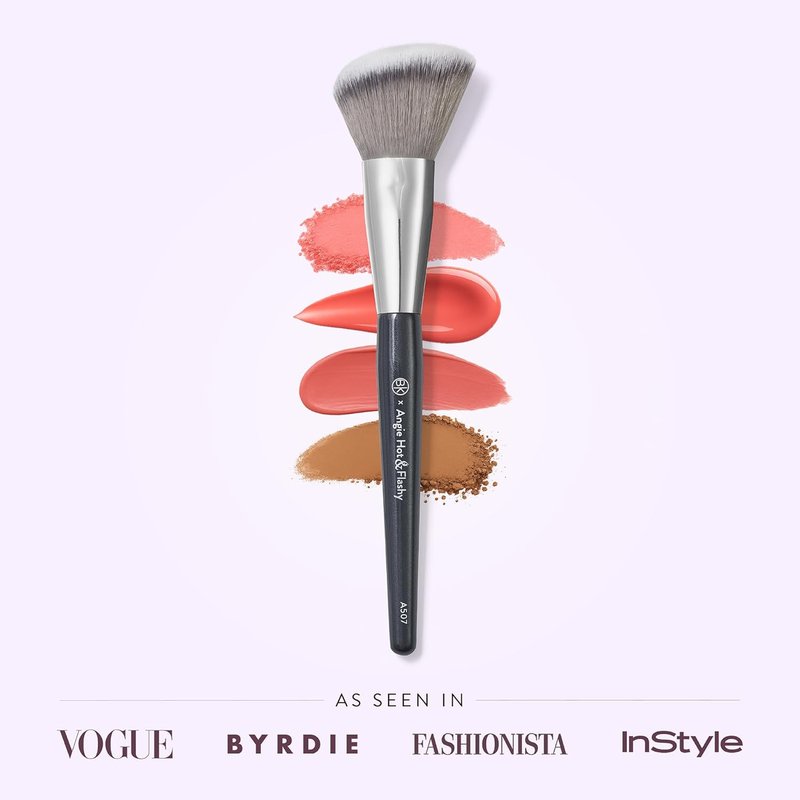 BK Beauty - Angie Hot & Flashy A507 Angled Blush Brush - Fluffy Brush for Seamless Blush, Bronzer & Contour Finish