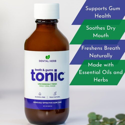 Tooth & Gums Tonic Mouthwash - Travel Size (2 oz) | Essential Oil Formula for Bad Breath & Gum Health