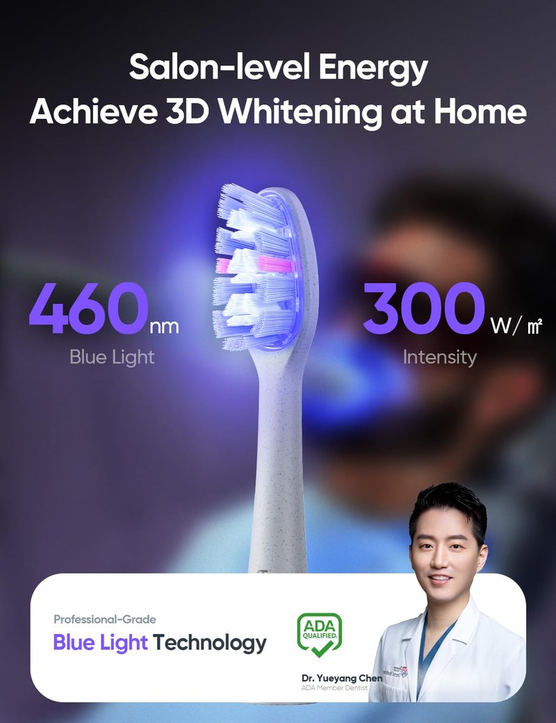 bixdo Whitening Electric Toothbrush for Adults, Professional 460nm Whitening Blue Light Tech, 31,000VPM Sonic & Oscillating Cleaning with Smart AI Sensor, 6-Month Long-Lasting Battery