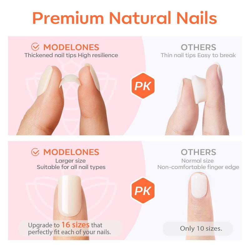 Modelones Black French Tip Press on Nails Short, Square Fake Nails, Reusable Nail Kit with Nail Glue Adhesive Tabs Mini Nail File, Nails Press Ons 32Pcs 16Sizes, Spring Women Girl Gift