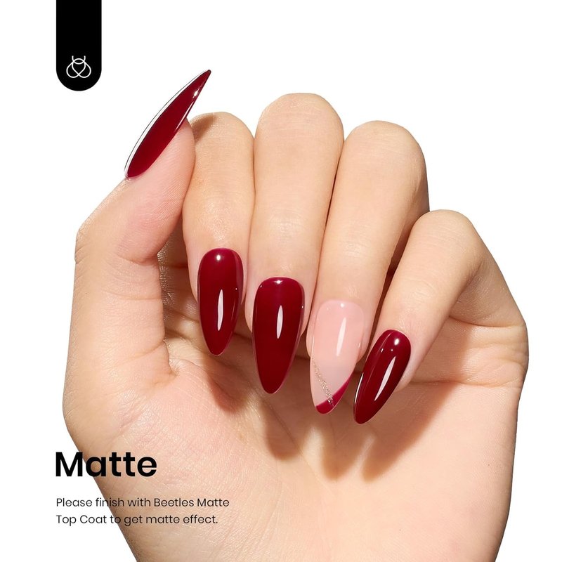 Beetles Red Gel Polish - Oxblood Red Long-Lasting Nail Color | 15ML Burgundy Gel for DIY Manicure