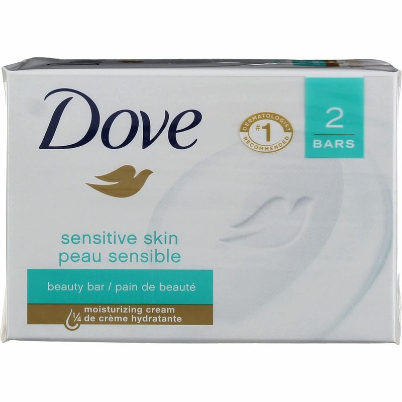 Dove Sensitive Skin Beauty Bar - Unscented Hypo-Allergenic Formula | 4 oz, Pack of 6 Bars