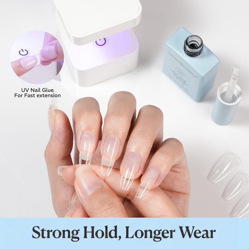 10-in-1 Gel Nail Glue for Acrylic Tips - Long-Lasting 15ml Base Coat for False Nails & Rhinestones | Easy Fast Extension