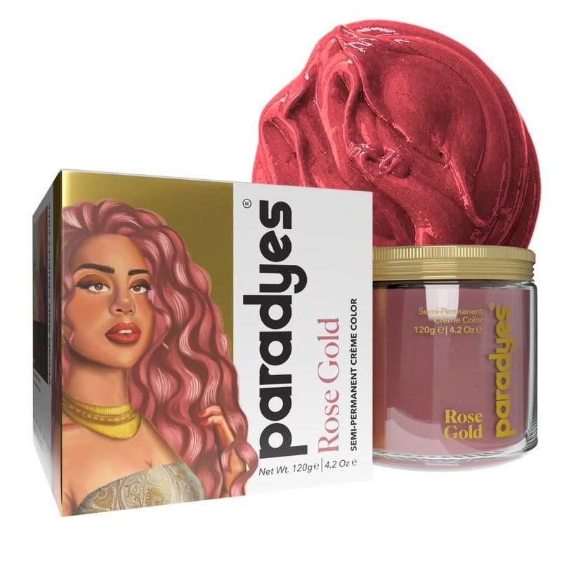 Paradyes Rose Gold Semi-Permanent Hair Color, Conditioner-Based Vegan Hair Dye, Ammonia-Free, DIY Application, Lasts 8-10 Washes, 4.2 oz