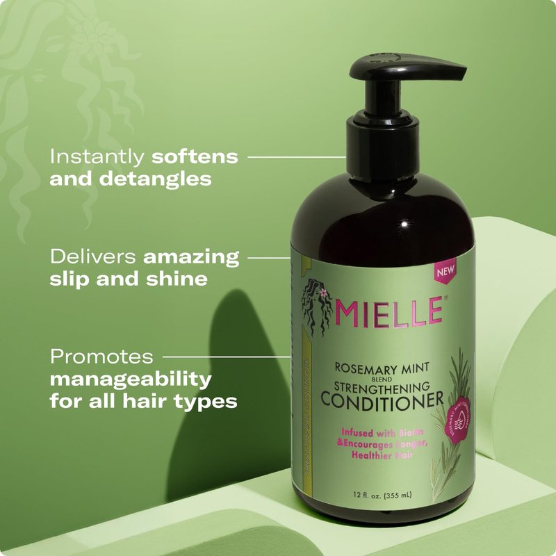 Mielle Organics Rosemary Mint Hair Conditioner - Biotin Infused Detangling & Hydrating Formula | 12 oz for Men & Women