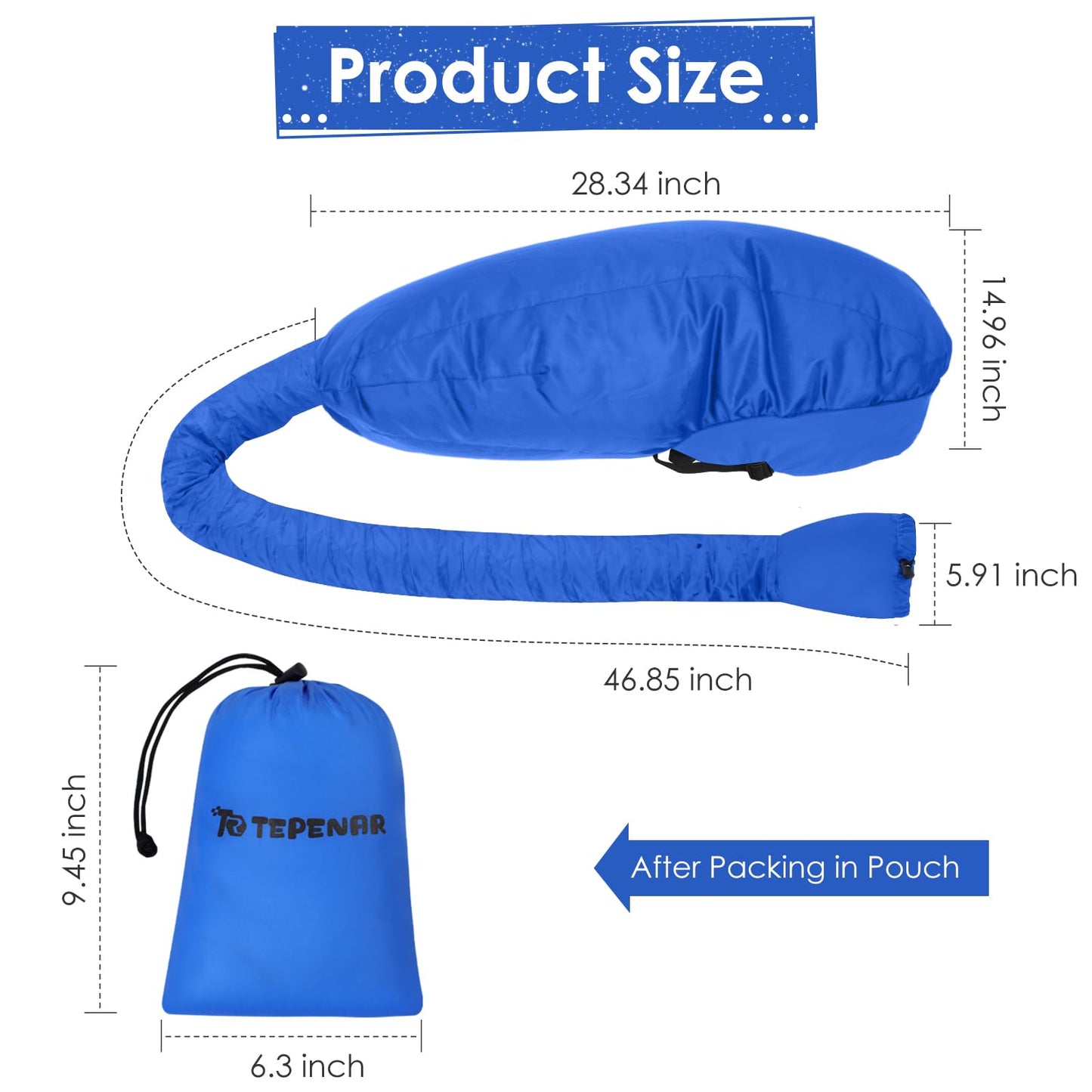 TEPENAR Hair Dryer Bonnet Attachment: Upgraded Extra Large Hooded Dryer Adjustable Hair Dryer Caps - Easy to Use for Natural Curly Textured Hair Care Styling Fast Drying - Blue