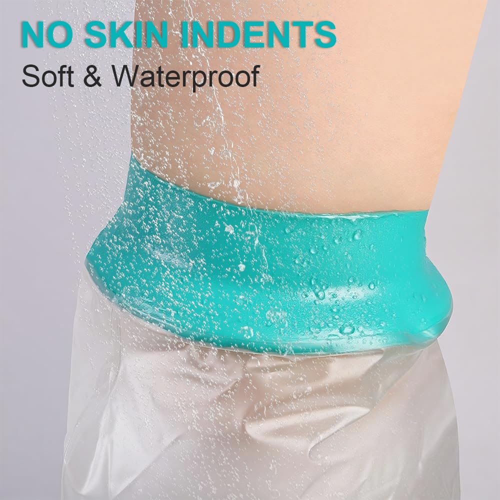 Quiheat Waterproof Leg Cast Cover for Showering, Reusable Shower Sleeve for Leg After Surgery, Watertight Non-Slip Adult Fracture Protector Bag, Watertight Adult Cast Protector for Calf/Ankle/Wound/Bandages