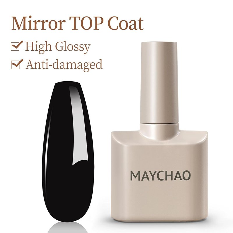 Gel Top and Base Coat Set - 15ml Clear No Wipe Shine | Long Lasting UV LED Nail Polish for Manicure