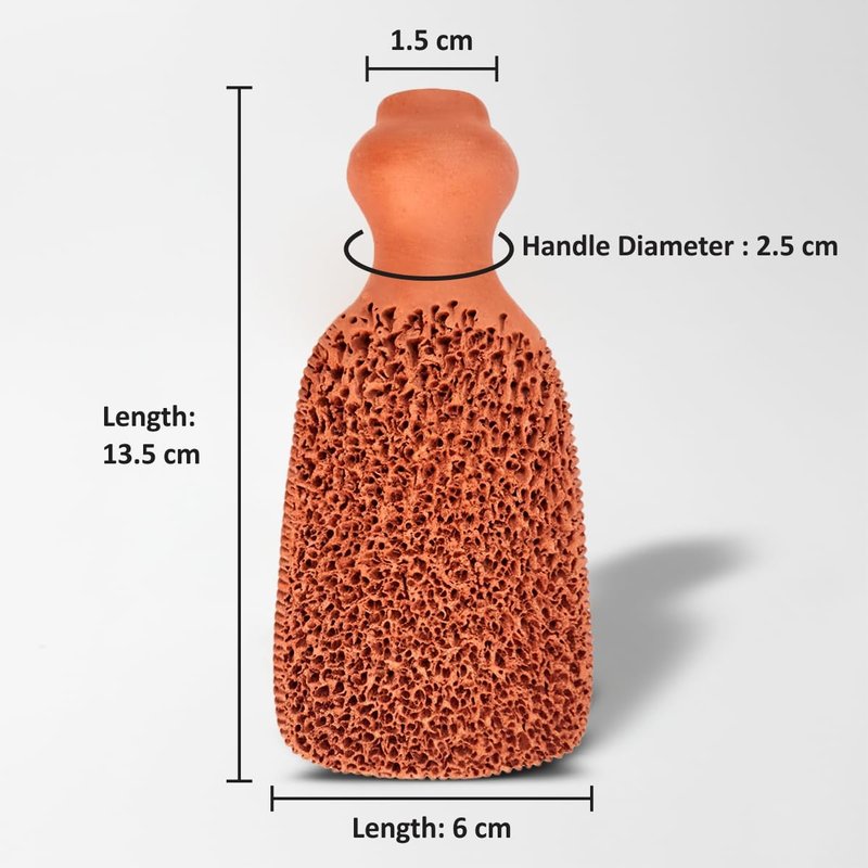 BEAUTICONE 100% Natural Terracotta Pumice Stone for Feet - Durable Callus Remover for Cracked Heels & Dead Skin - Dual Sided Foot Scrubber Pedicure Tool for Foot Care, Foot Exfoliator