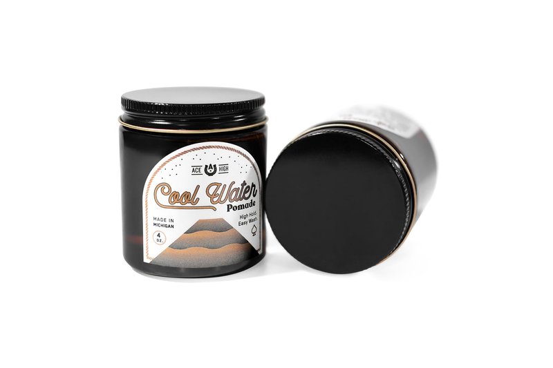 ace high Cool Water Gel Pomade, High Hold, Medium Finish, Natural Shine, Water Based, Hand Crafted, 4oz