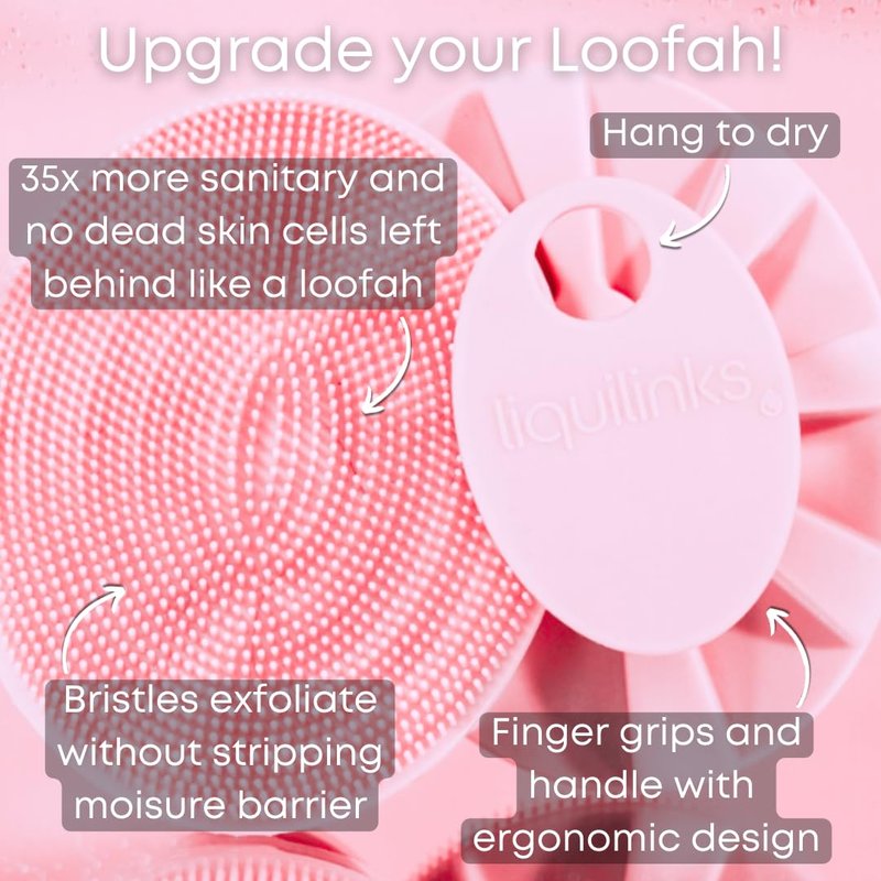 LiquiLinks Body Buffer - Bathing & Washing Silicone Loofah - Spa Accessory - Essential Skincare Tool for Teen Girls Dove Grey