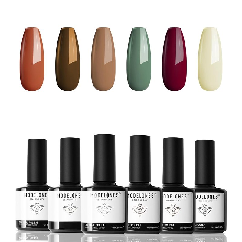 Modelones Red Gel Nail Polish Set - 6 Vibrant Colors with Glitter & Sparkle | Perfect for DIY Nail Art & Manicure