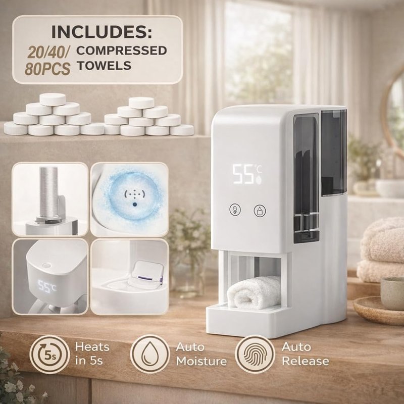 2026 New Hot Towel Dispenser, Automatic Hot Towel Warmer Machine with 5-Second Fast Heating, 55°C Constant Temperature Face Towel Heater for Spa, Salon, Facial, Bathroom