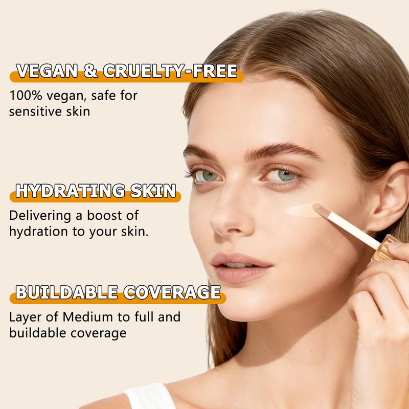 QIC Under Eye Concealer - Hydrating Full Coverage for Dark Circles & Blemishes | Vegan, Fair Rose, 0.34 FL.OZ