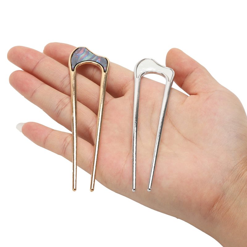BTYMS 12 Pieces French Twist Hair Forks, Large U-Shaped Metal Hair Styling Pins for Long and Thick Hair, Curly Hair - 12 Count