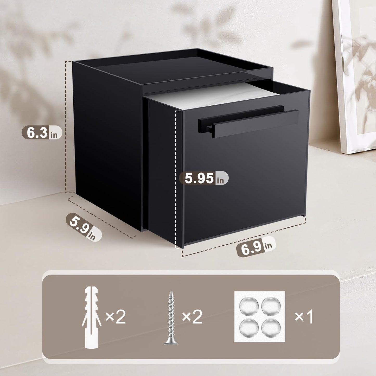 TAINESS Disposable Face Towel Storage Box Compatible with Clean Skin Club Clean Towel XL Acrylic Cosmetic Organizer Container Box Facial Towels Holder with Drawer Wall-Mounted (Glossy Black)
