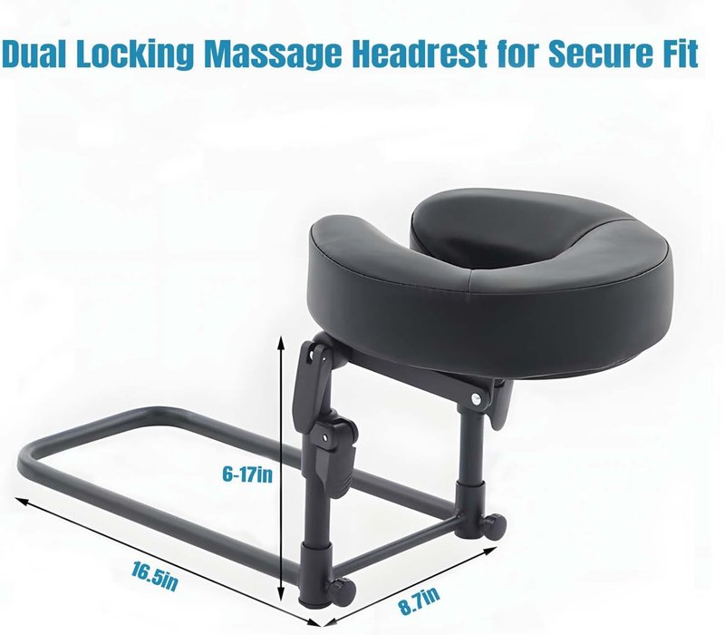 Skiennix Massage Headrest - Adjustable Face Cradle with Arm Rest for Home & Spa | Portable Black Design