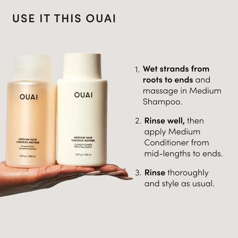 OUAI Medium Hair Shampoo & Conditioner Set | Sulfate-Free, Keratin & Shea Butter Formula - 10 Fl Oz
