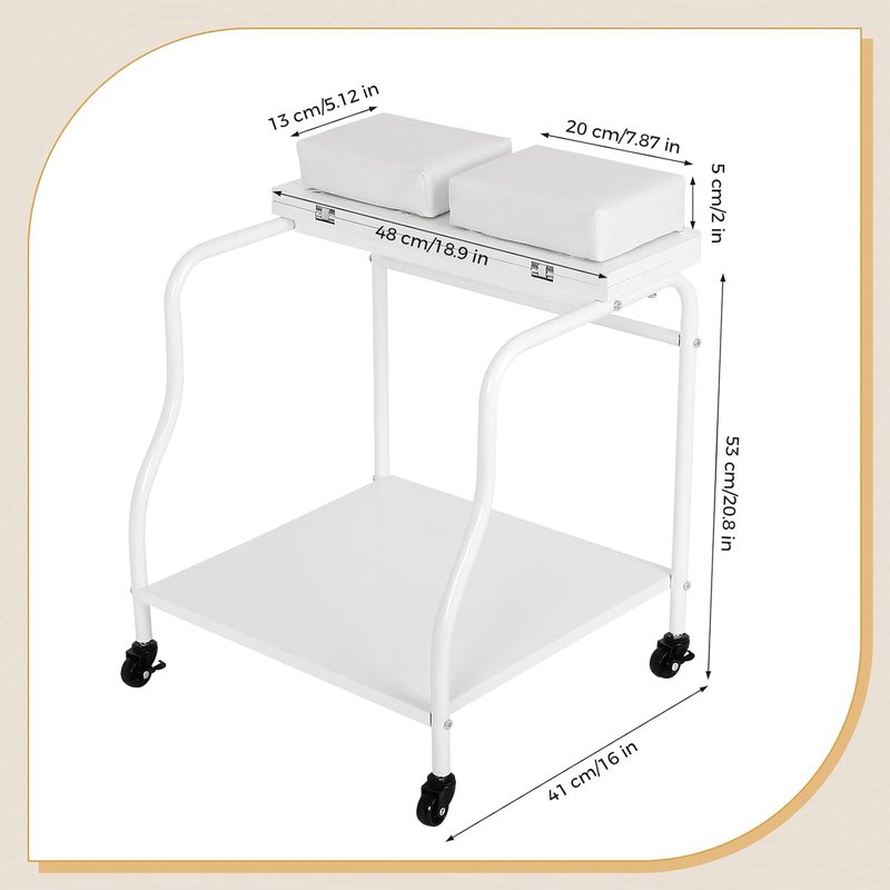 Pedicure Cart with Foot Rest - Portable Nail Rolling Station | Comfortable Cushion Stool for Spa & Salon Use