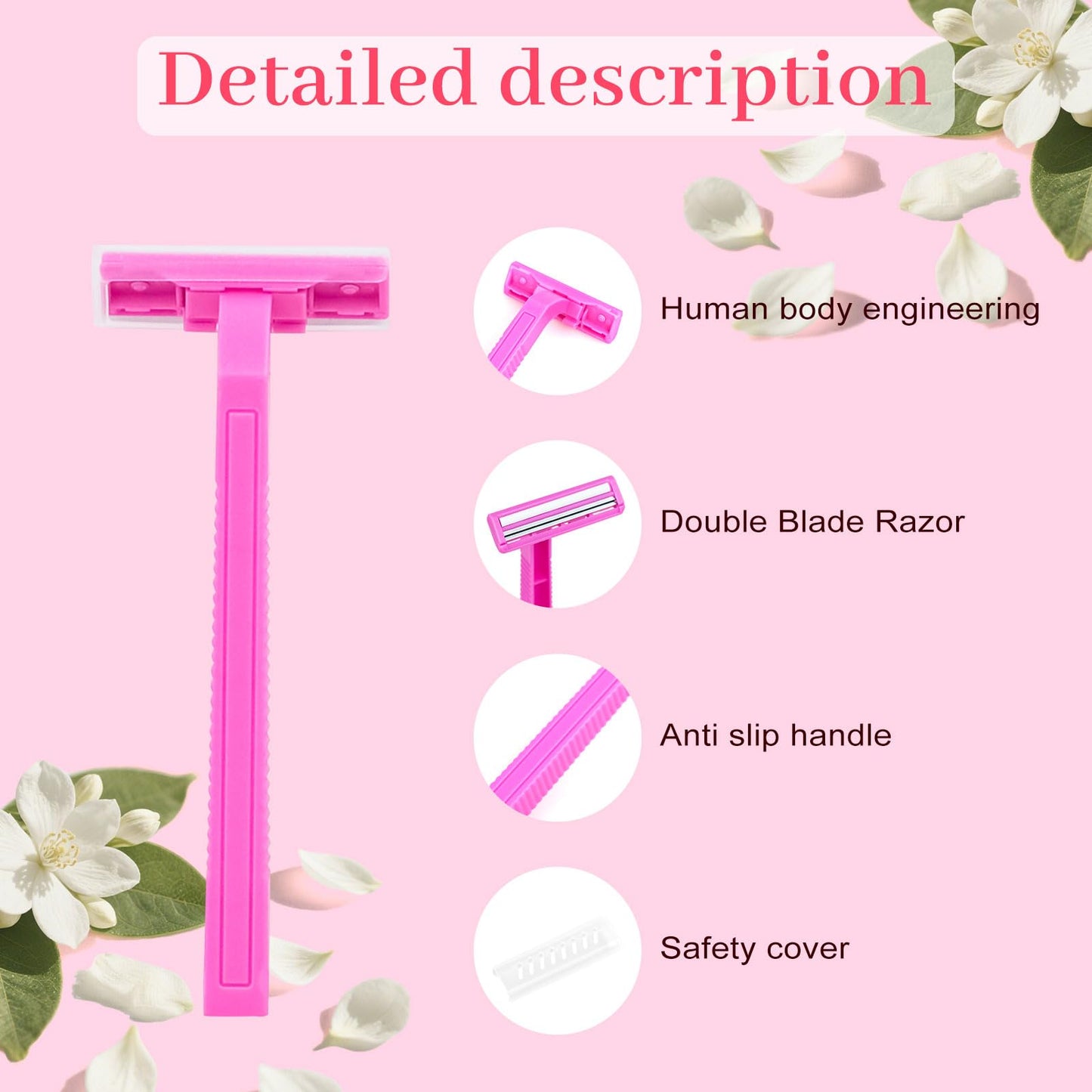 Women's Disposable Razors Individually Wrapped and Womens Shaving Cream Bulk Travel,Twin Blade,Disposable Razors Women Bulk with Clear Safety Cap Care Dry Skin 0.53oz Shave Gel for Travel Guests