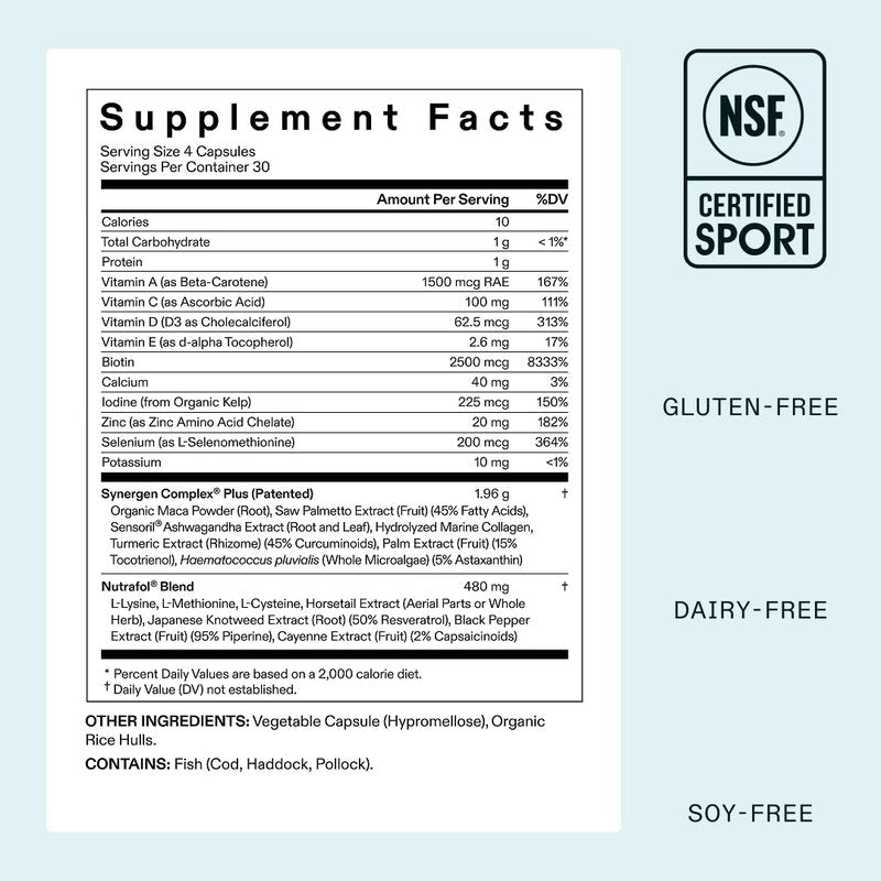 Nutrafol Women's Balance Hair Growth Supplements, for Ages 45+, Clinically Proven for Visibly Thicker Hair and Scalp Coverage, Dermatologist Recommended - 2 Month Supply, 2 Refill Pouches