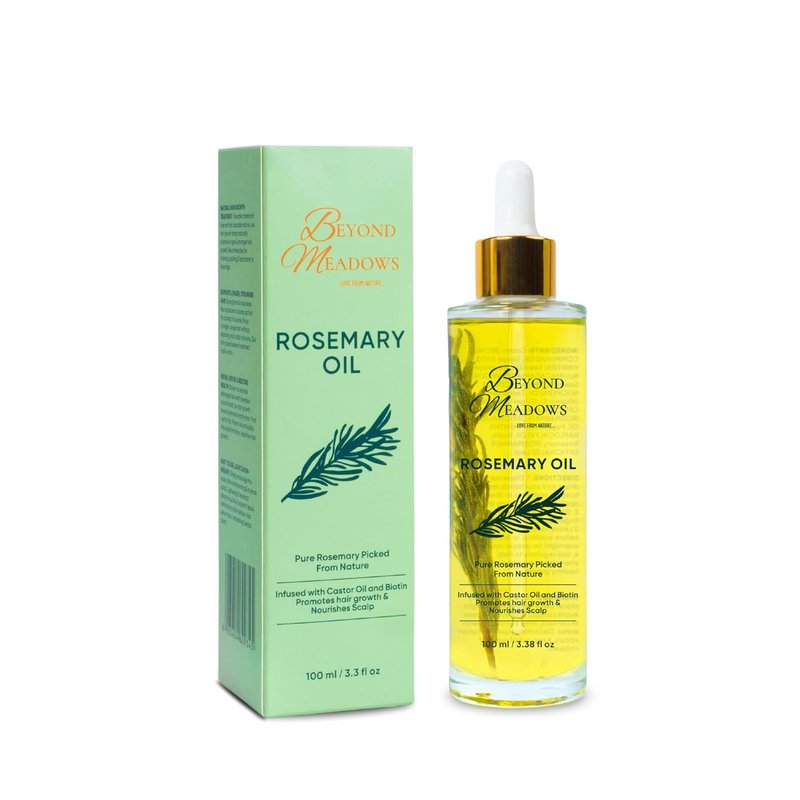 Organic Rosemary Oil for Hair Growth - Infused with Biotin, Castor Oil & Peppermint for Stronger Roots | 3.38 fl oz