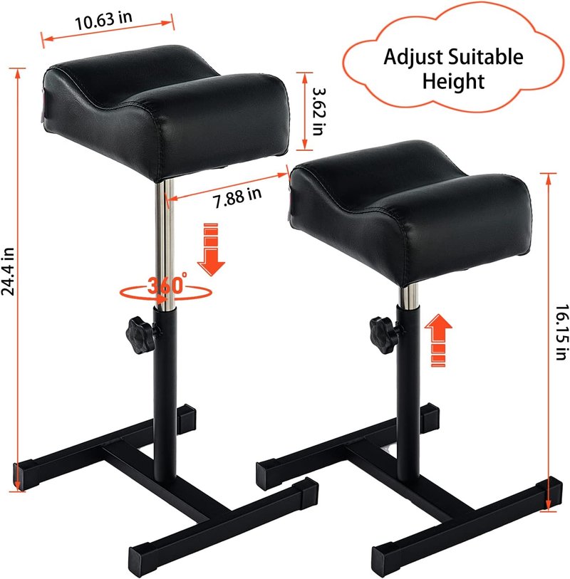 Adjustable Height Pedicure Manicure Footrest - Spa Salon Nail Care | Black