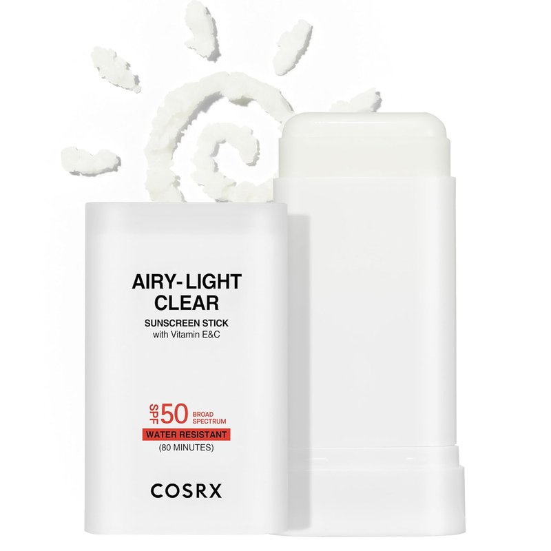 COSRX Airy-Light Clear Sunscreen Stick - SPF 50, No White Cast, Lightweight, Water-Resistant, 0.67 oz