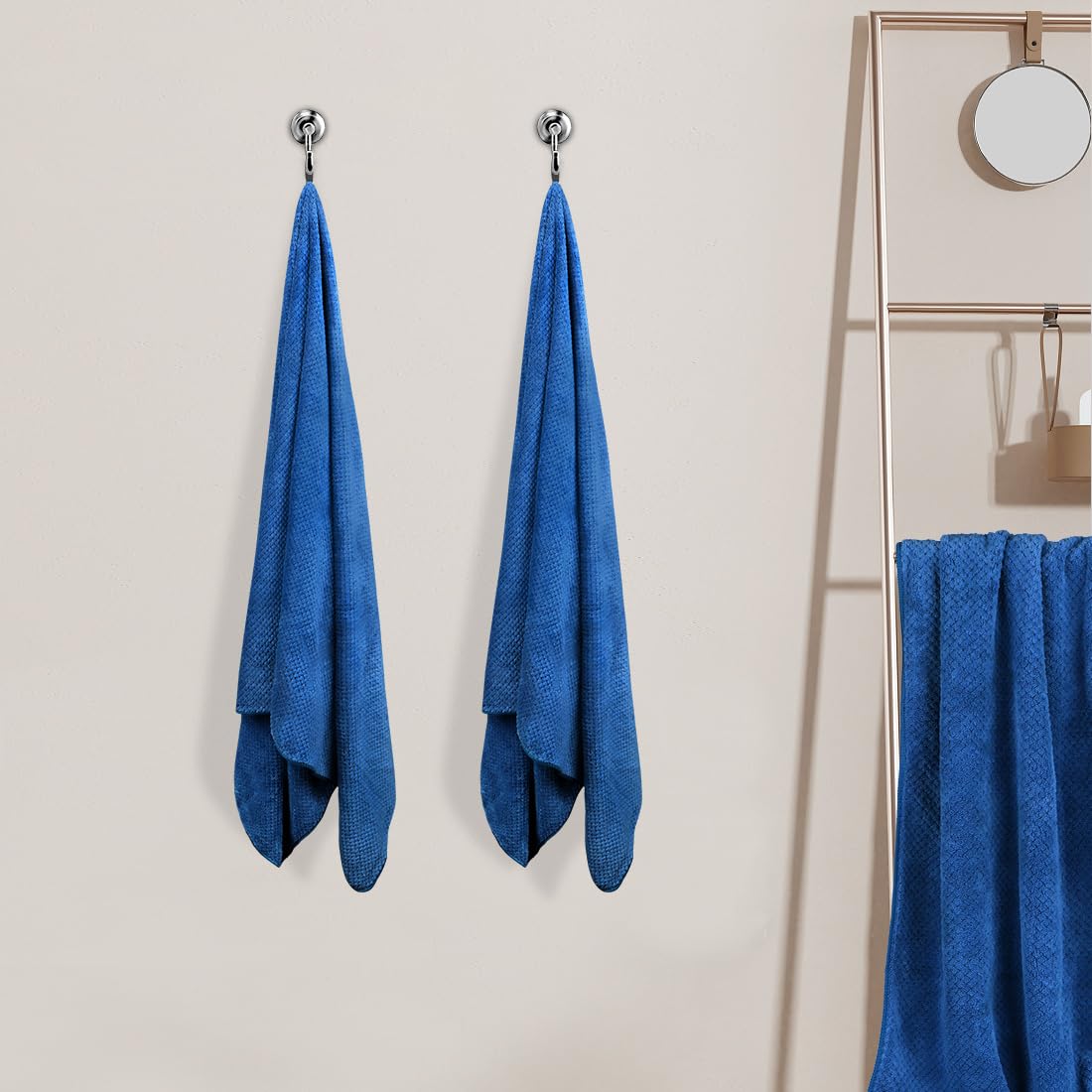 HOMEXCEL Bath Towel Set Pack of 4, 30 x 60 Inches Large Microfiber Bath Towels, Soft, Absorbent, and Quick Dry Towels for Bathroom, Pool, Beach, Swim, and Yoga, Large Bathroom Towels, Blue
