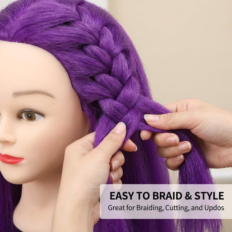 100% Real Hair Mannequin Head Training Head Manikin Cosmetology Doll Head for Hairdresser Practice Braiding Hair Styling with Clamp stand (18-inch)