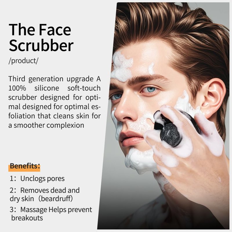 Face Scrubber,Silicone Face Scrubber for Men Women,Third Generation Upgraded 1262 Soft Bristle Manual Cleansing Brushes,Suitable for All Skin Types,face exfoliating Cleaning Brush (Black) (Large)