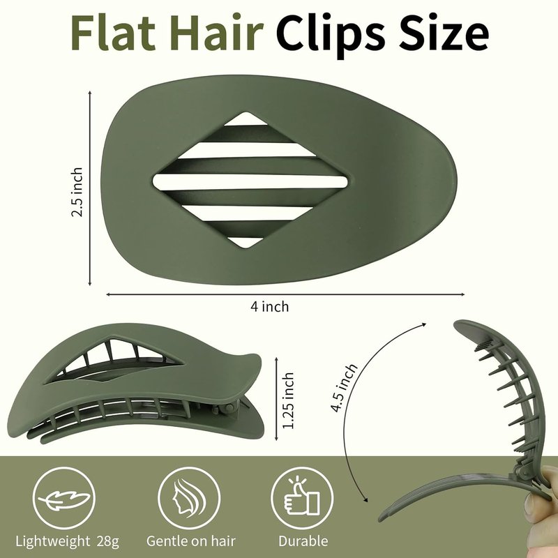 Flat Hair Clips for Women - 10 PCS Large Matte Rectangle No-Slip Claw Clips | Strong Hold for Thick & Thin Hair