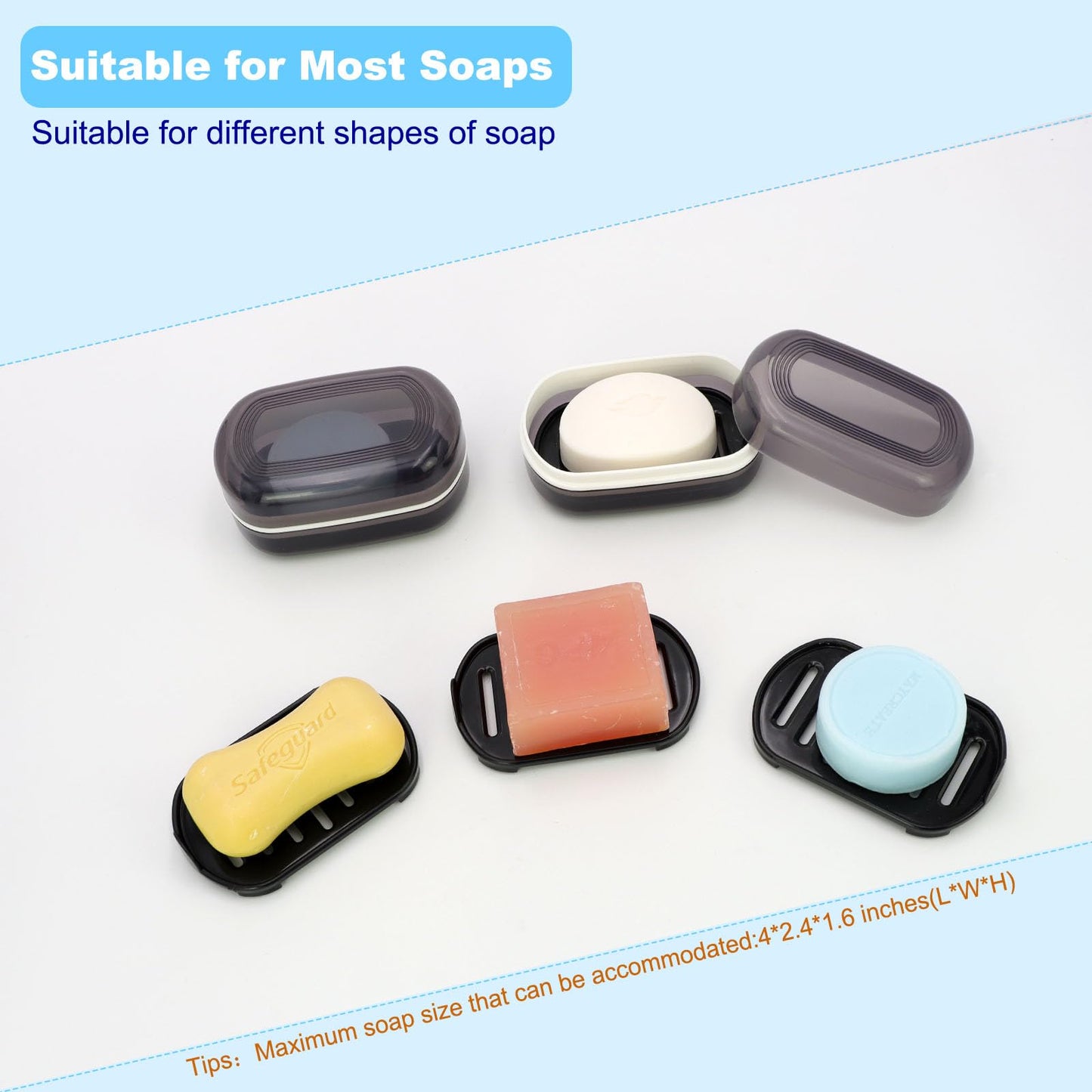 HAYSNA Travel Soap Container, Bar Soap Holder, Portable Soap Case, Soap Dish with Lid for Traveling, Camping, Gym, Bathroom (Black Style-1)