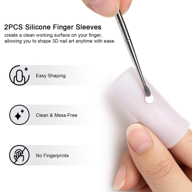 3D Nail Art Sculpting Tools Set - Dual-Head Carving Pens with Silicone Finger Sleeves | DIY Manicure Supplies