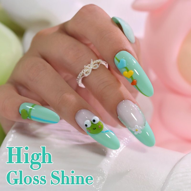 Double Rhythm 15ML Gel Nail Polish Pure Sheer Same Color Same Bottle Soak Off Gel Polish Art Manicure Salon DIY at Home for Women (Mint Green Glow-A1315)