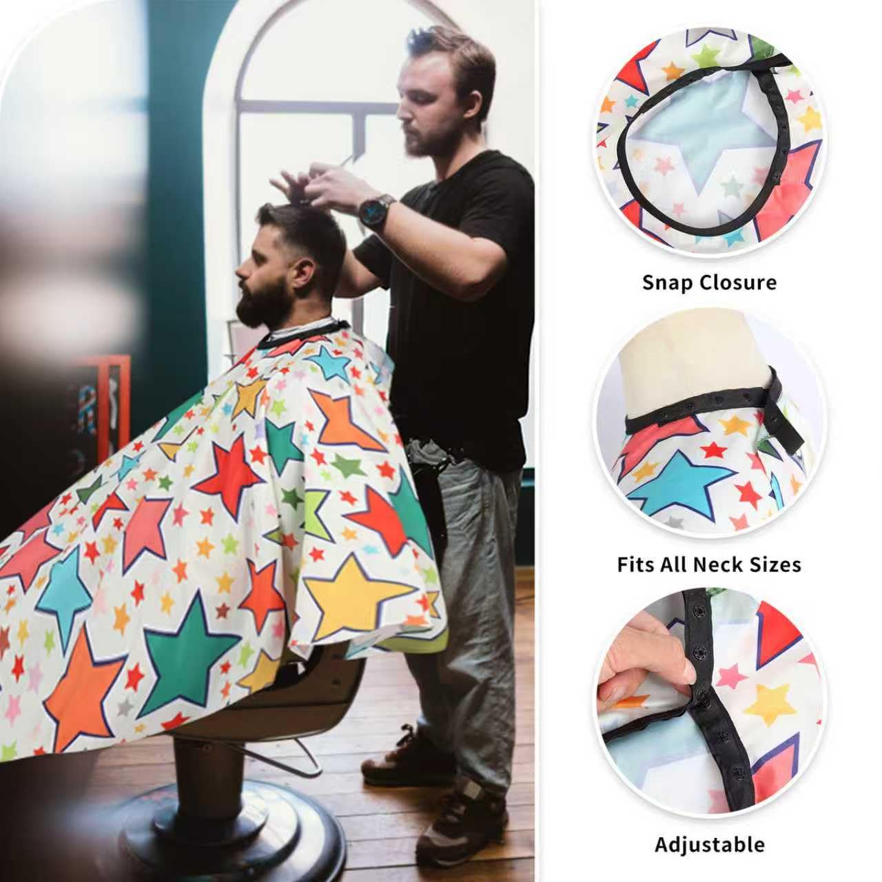 YELEGI Professional Hair Cutting Cape(2Pcs), Salon Barber Cape with Adjustable Snap Closure, Waterproof Hair Dye Color Cape Hair dressing stylist apron (Star)