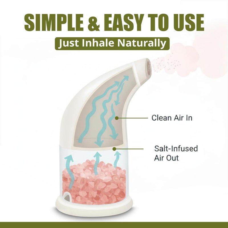 Natural Solution Ceramic Pink, Cleans The Respiratory System Great for Allergy, Asthma Relief, and Other Respiratory Conditions , Salt Inhaler, 1 Count