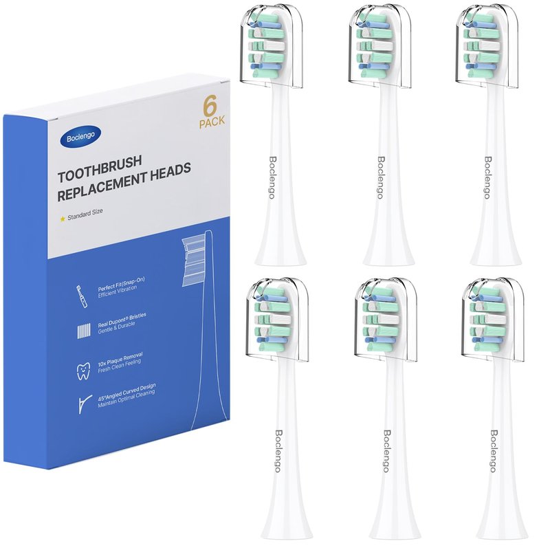 Boclengo Toothbrush Heads for Philips Sonicare Replacement Heads G2,C1,4100,C2,Soft Electric Replacement Brush Head Compatible with Phillips Sonicare Brush G2,C2,C1,for Philips Sonic Care Soft,6 Pcs
