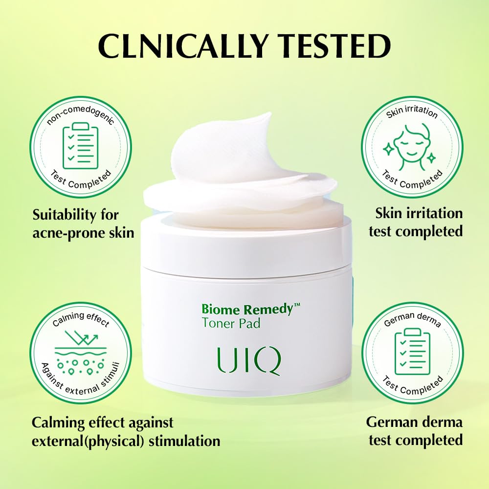 UIQ Biome Remedy Toner Pads, Dual-Textured Facial Pad for Hydrating, Moisturizing, Calming, Pore Care, Non Comedogenic, Daily Toner Pads for Soothing Skin 6.08 fl. oz., 70 Sheets