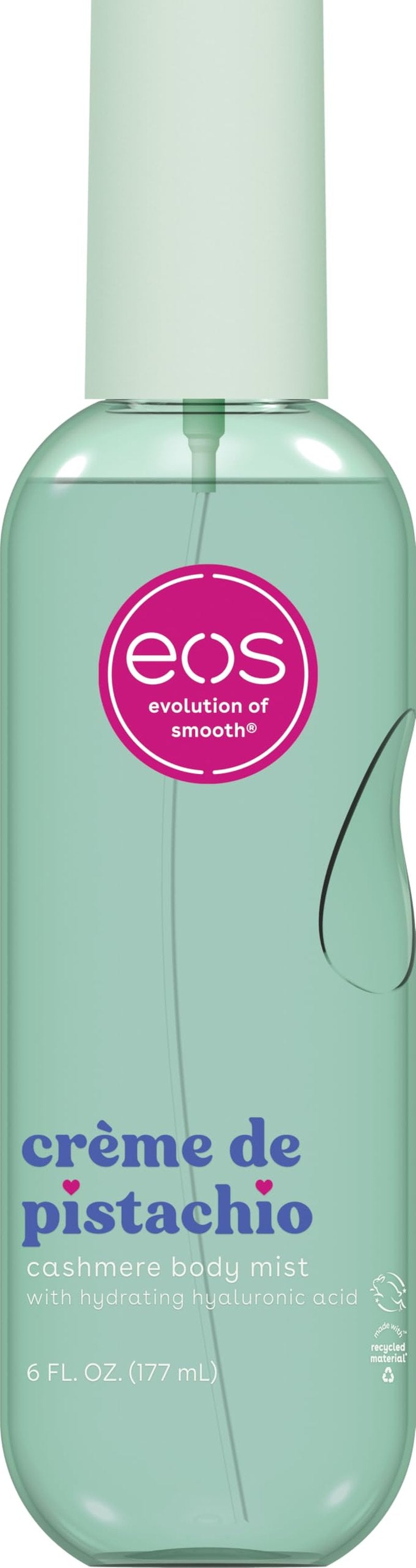 eos Cashmere Body Mist, Crème de Pistachio, Body Spray for Women, Pistachio Perfume, Hair Mist, Moisturizing, Hyaluronic Acid, Glycerin, Vegan, Cruelty-free, 6 fl oz